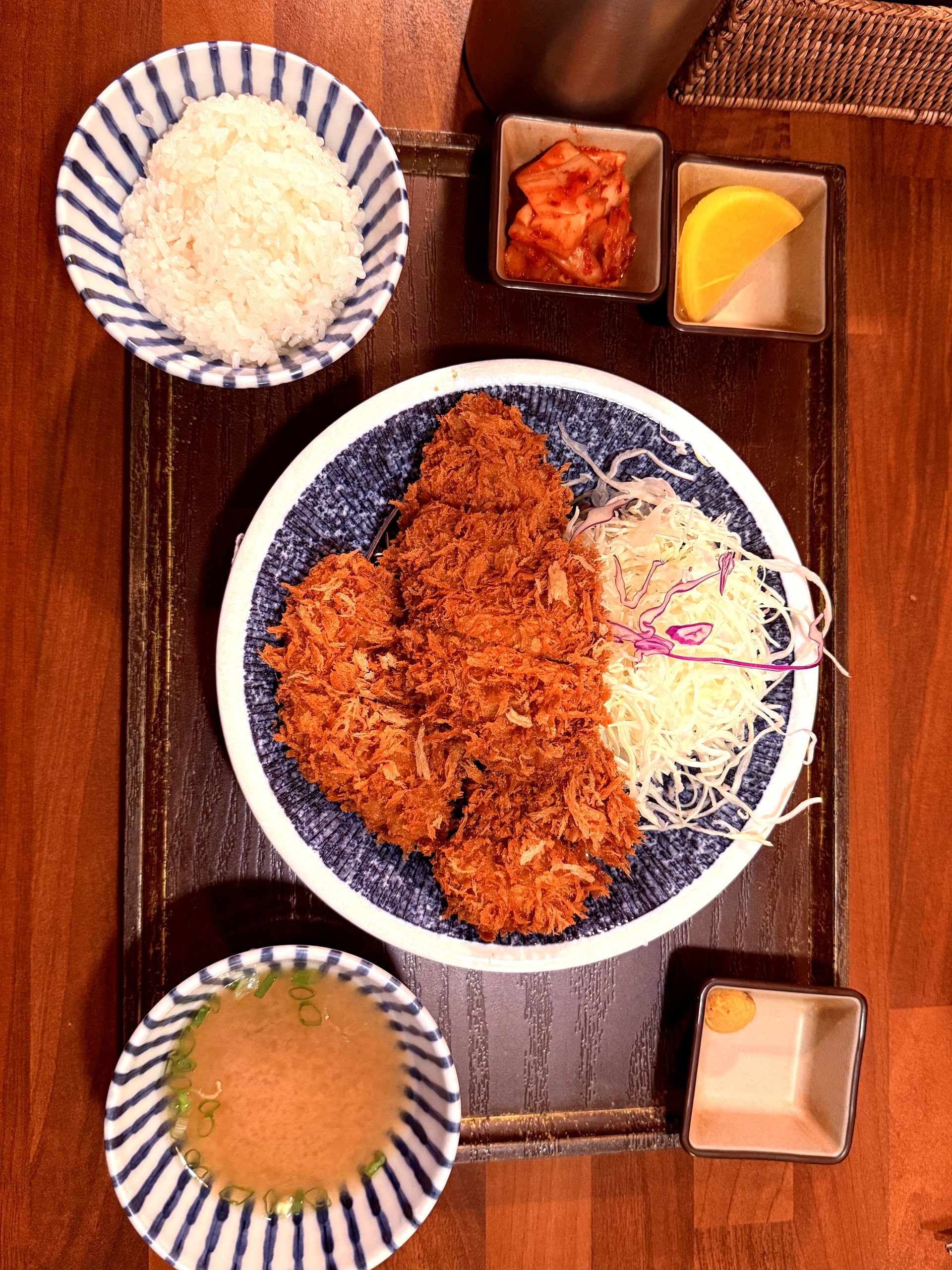 Anshim Donkkaseu full set with rice miso kimchi at Basak Jeju