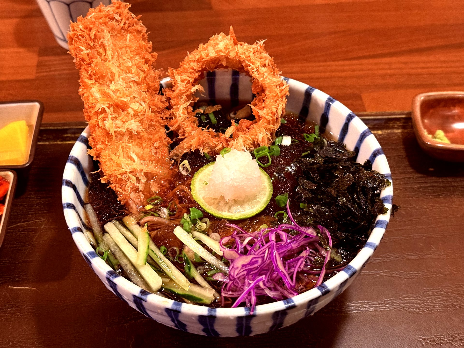 Memil soba with shrimp tempura at Basak Jeju