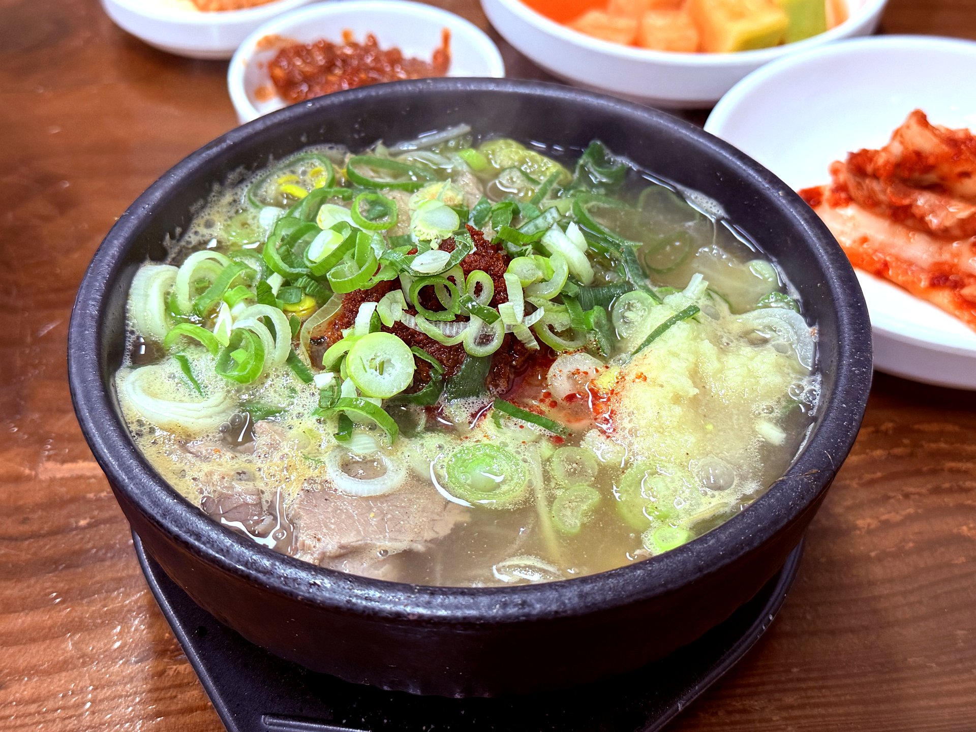 Jeju-style haejangguk with thin beef and bean sprouts