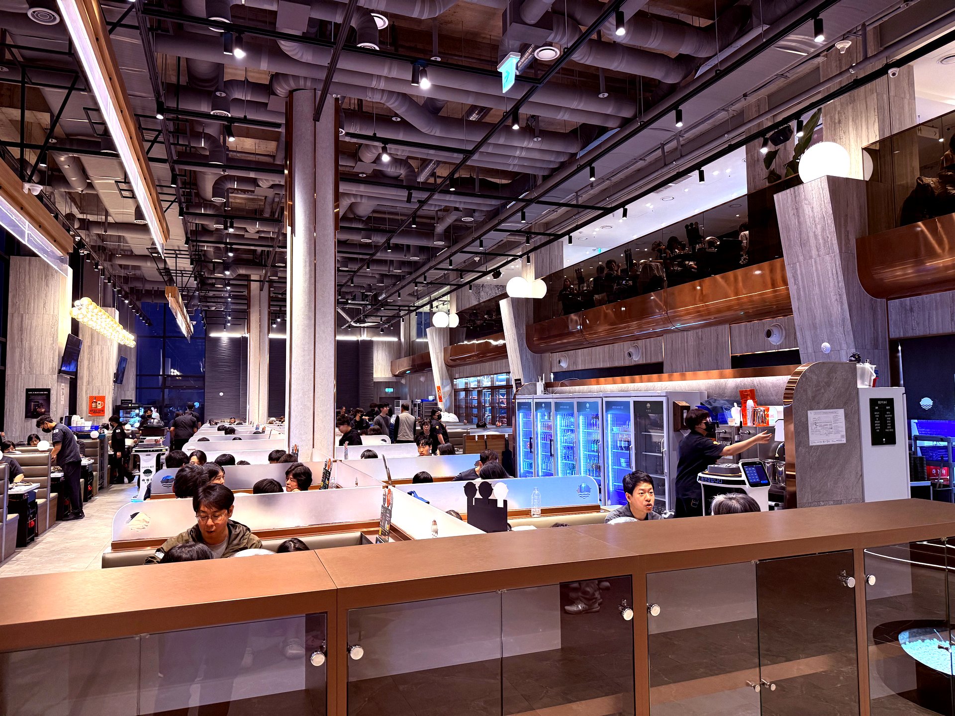 Interior - modern dining hall with open kitchen