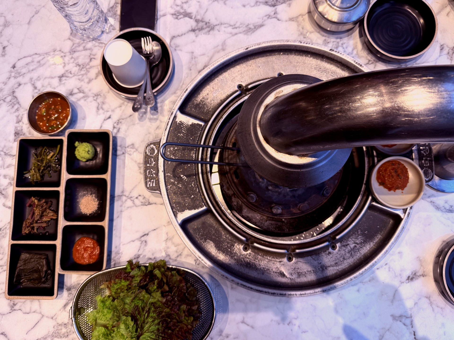 Dipping plate - wasabi, myeongi, gochu-jangajji, myeolchi-jeot